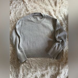 Everlane Pullover Knit Sweater Medium Gray 100% Cotton Cropped Oversized